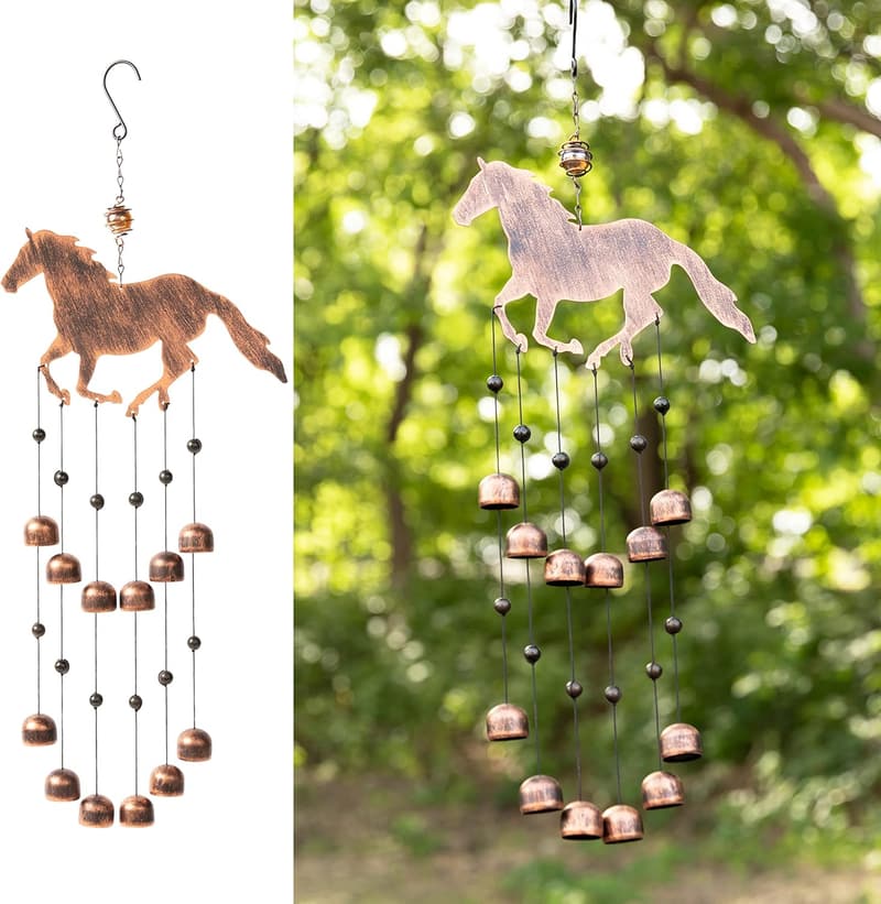 Galloping Horse Wind Chimes - 24-inch Outdoor Décor for Garden