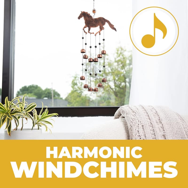 Galloping Horse Wind Chimes - 24-inch Outdoor Décor for Garden