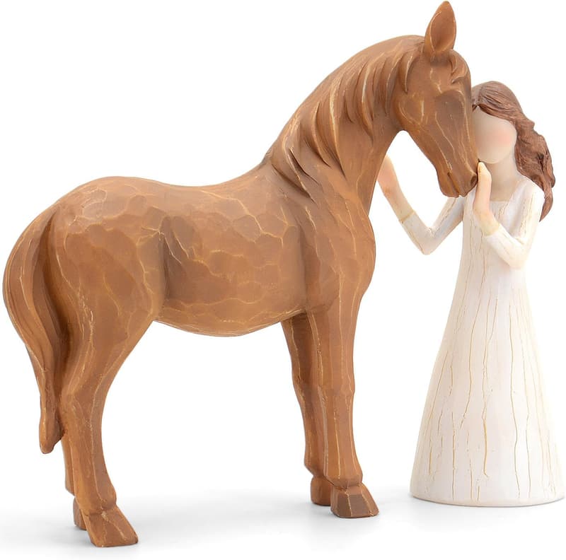 Horse Lover Figurine - Hand-Painted Resin Gift for Women