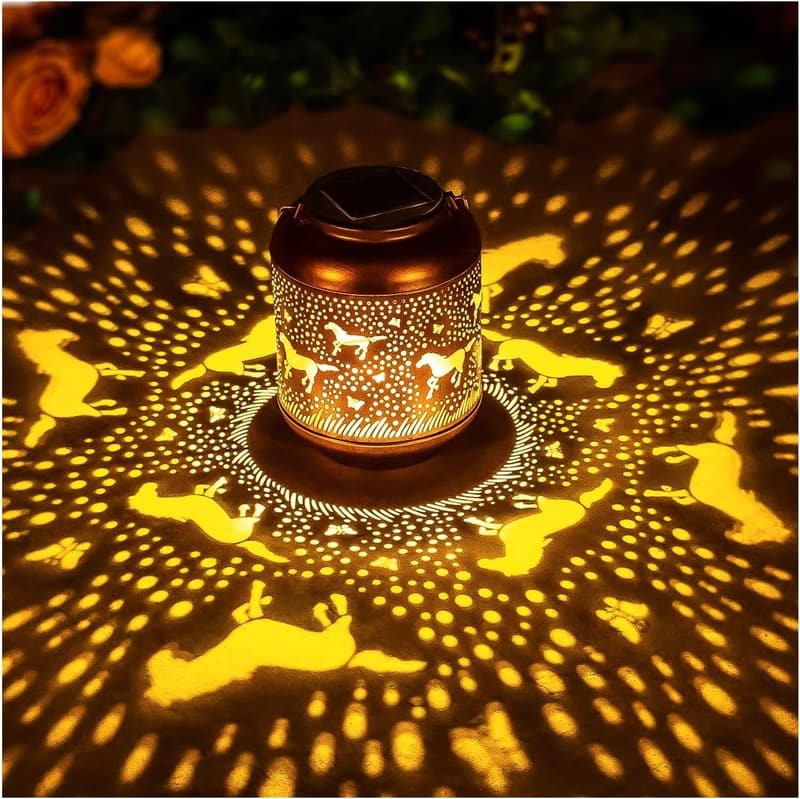 Outdoor Waterproof Horse Solar Lanterns - Metal LED Light Decor