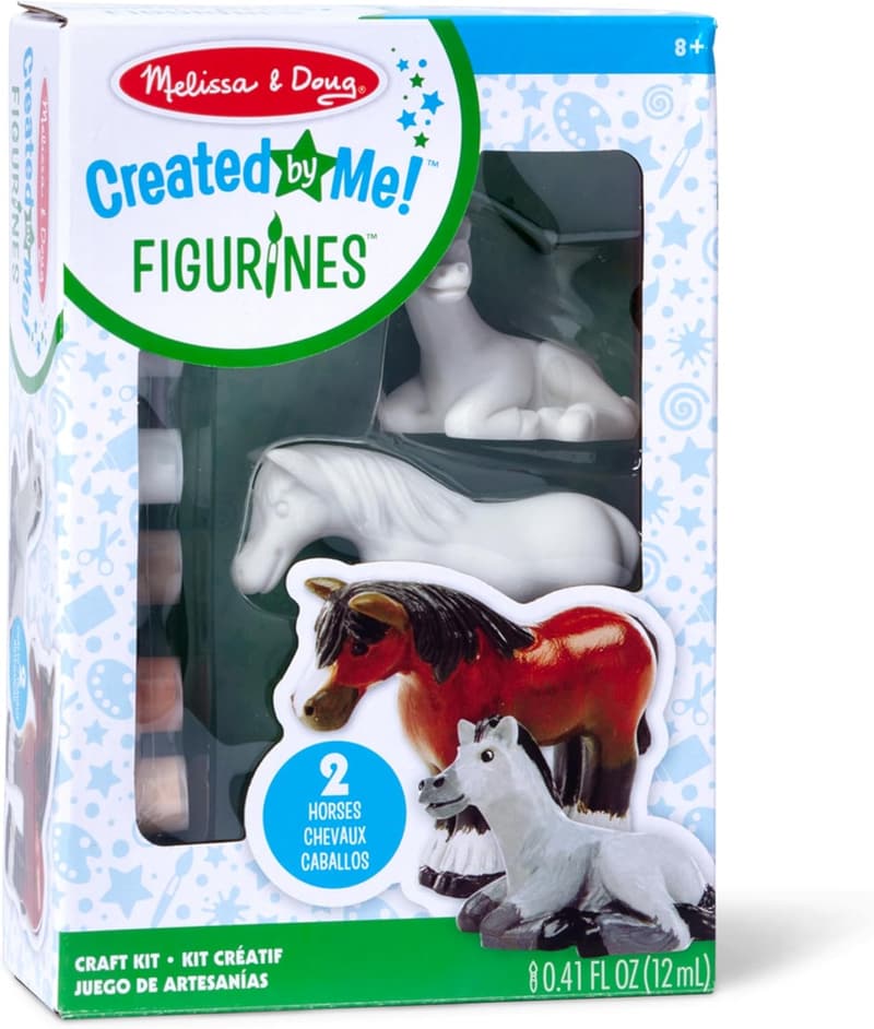 Horse Figurines Craft Kit with Paints and Brush
