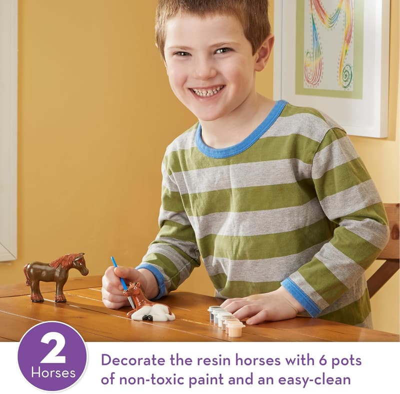 Horse Figurines Craft Kit with Paints and Brush