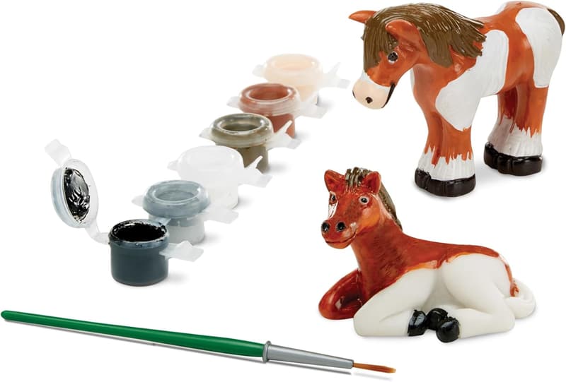 Horse Figurines Craft Kit with Paints and Brush