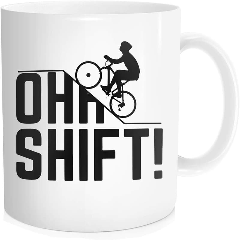 Funny Mountain Biker Mug - 11 oz White Ceramic Gift for Cyclists