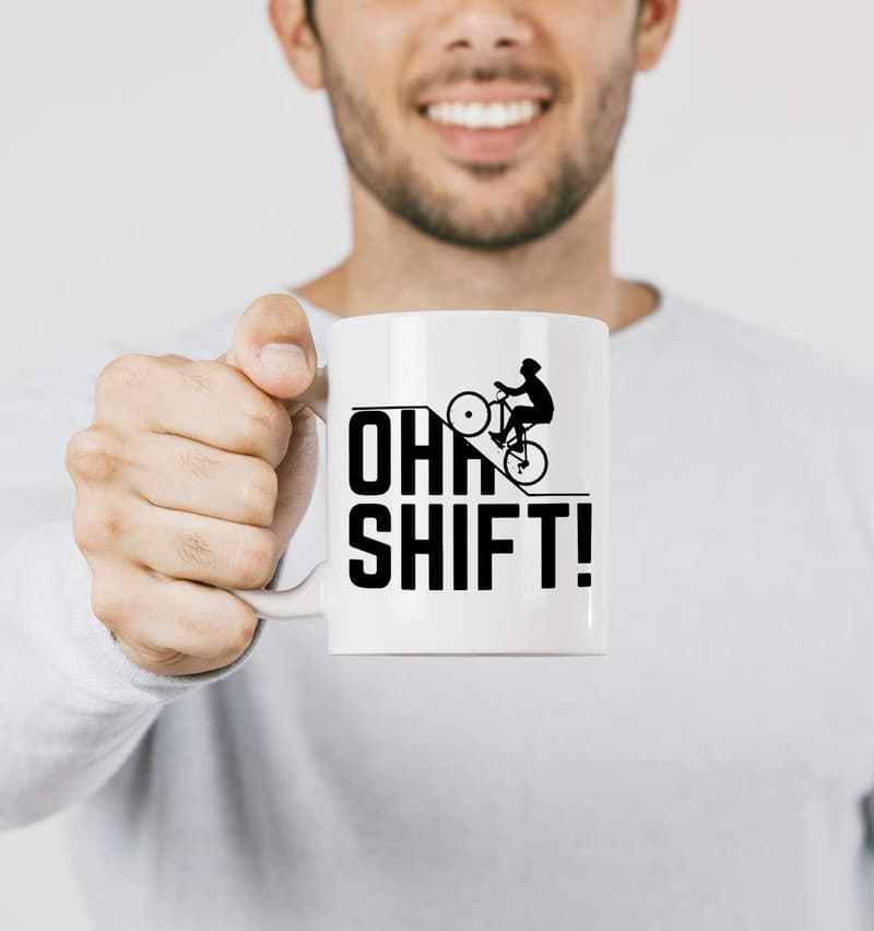 Funny Mountain Biker Mug - 11 oz White Ceramic Gift for Cyclists
