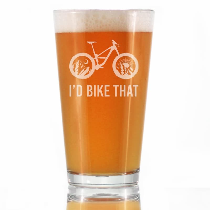Bicycle-Themed 16 oz Pint Glass for Mountain Bikers
