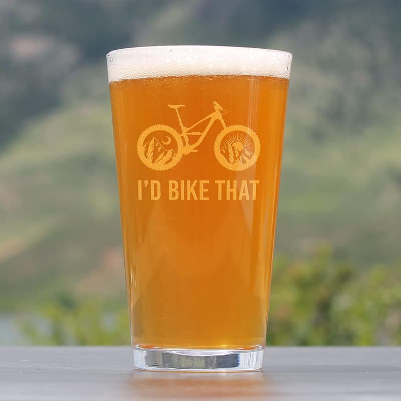 Bicycle-Themed 16 oz Pint Glass for Mountain Bikers