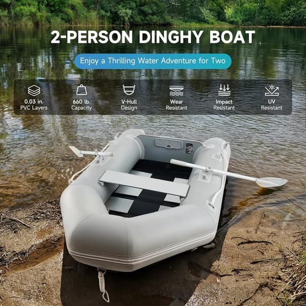 7.5ft Heavy-Duty Inflatable Dinghy Boat for 2 Adults