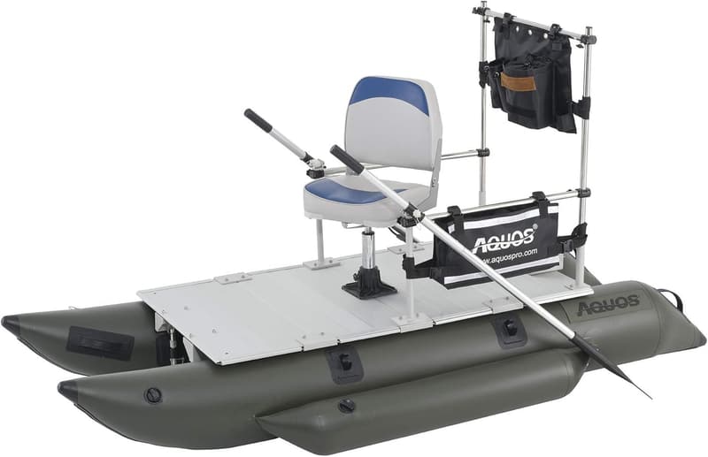Heavy-Duty Inflatable Pontoon Boat for One with Steel Guard Bar