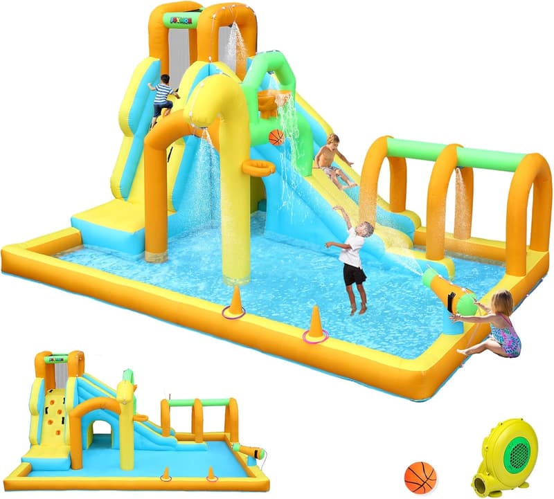 Kids' 10-in-1 Inflatable Water Slide with Air Blower