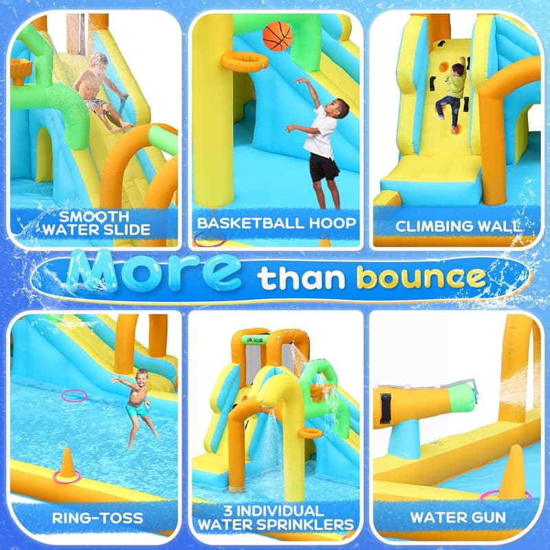 Kids' 10-in-1 Inflatable Water Slide with Air Blower
