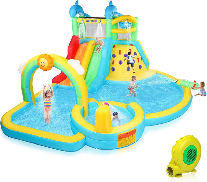 2025 Kids Inflatable Water Slide with Pool & Sprinklers