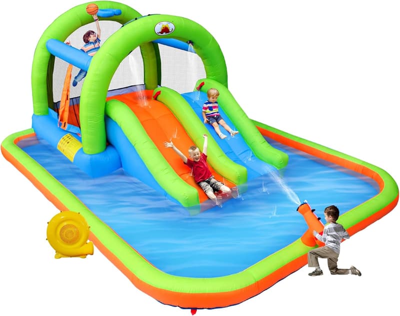 Inflatable Water Park with Blower and Double Slide
