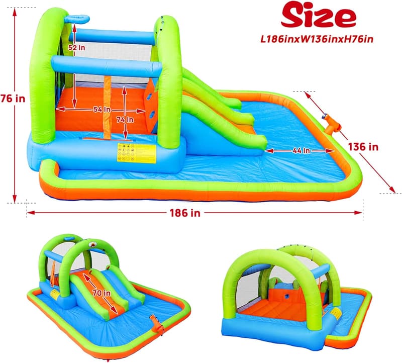 Inflatable Water Park with Blower and Double Slide
