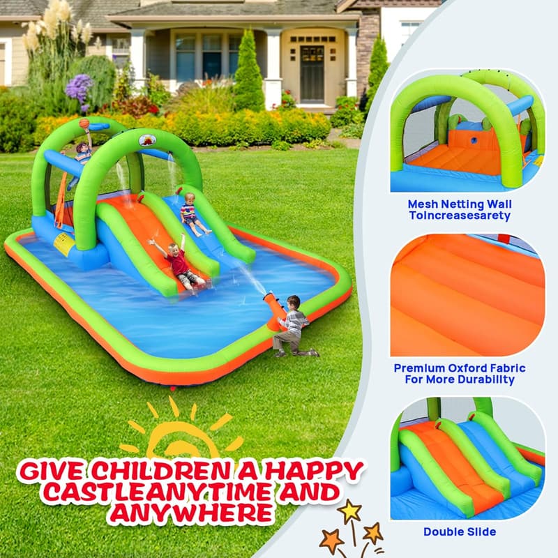 Inflatable Water Park with Blower and Double Slide