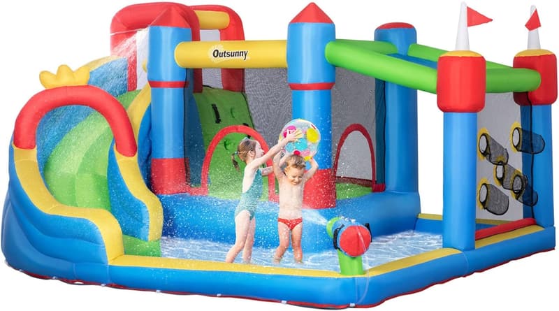 Inflatable Water Slide with Bounce House for Kids