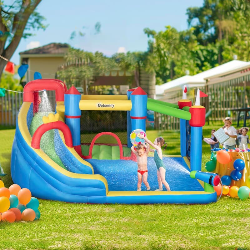 Inflatable Water Slide with Bounce House for Kids
