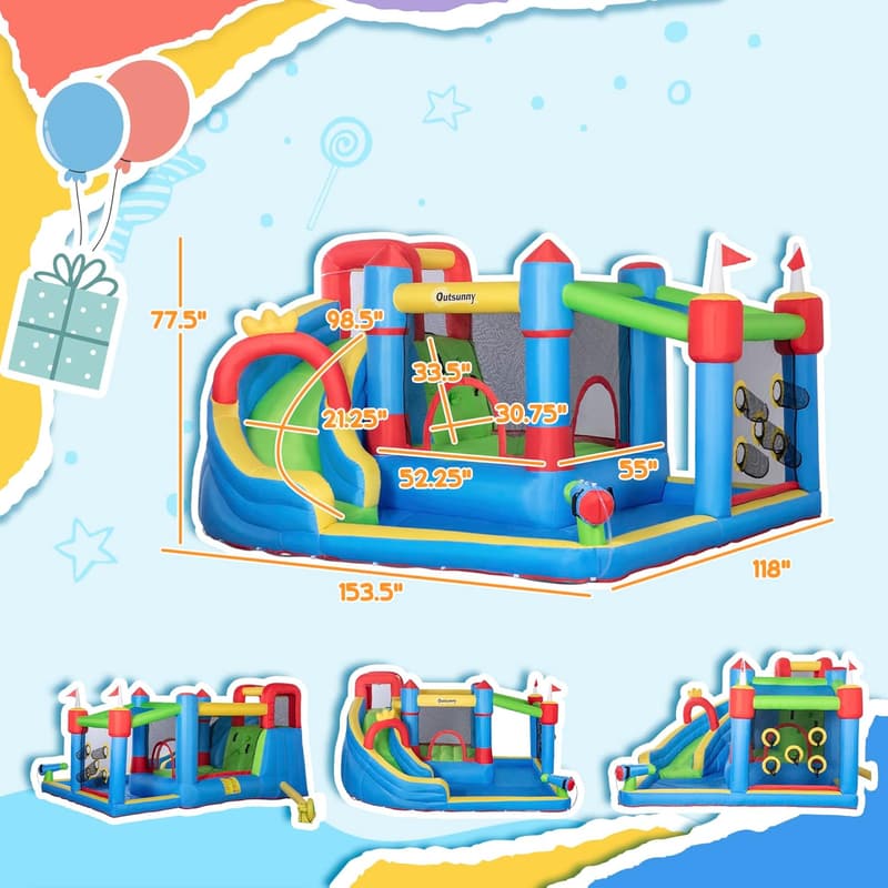 Inflatable Water Slide with Bounce House for Kids