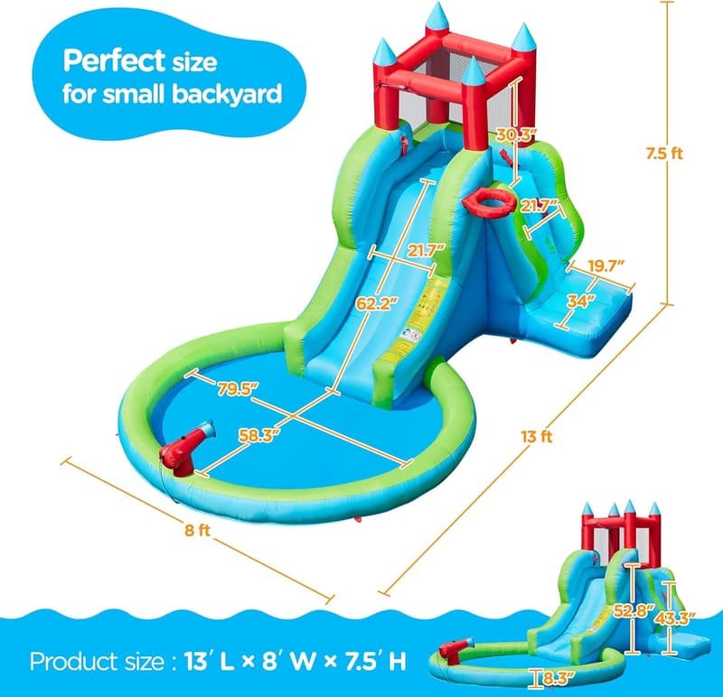 5-in-1 Inflatable Water Slide for Kids (Ages 3-8)