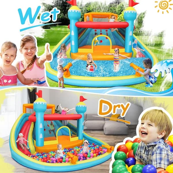 Mega Waterpark Inflatable Water Slide with Climbing Wall & Pool