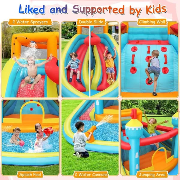 Mega Waterpark Inflatable Water Slide with Climbing Wall & Pool