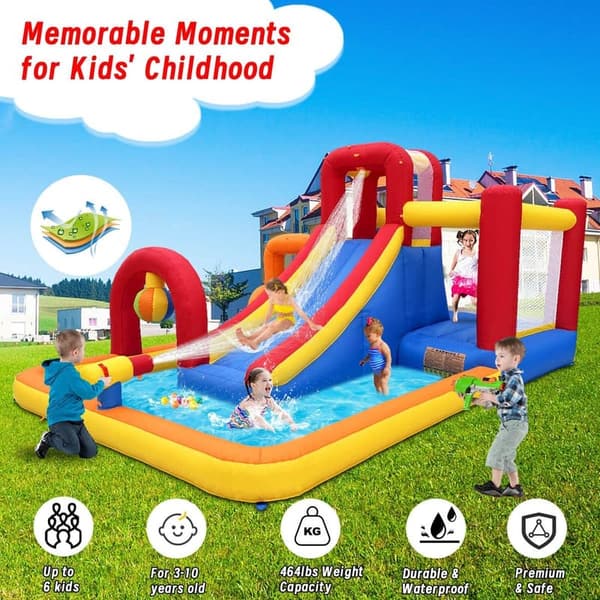 10-in-1 Inflatable Water Slide Park with Blower for Kids