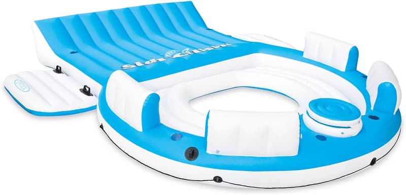 7-Person Inflatable Lake & Pool Lounger Seat, Blue/White