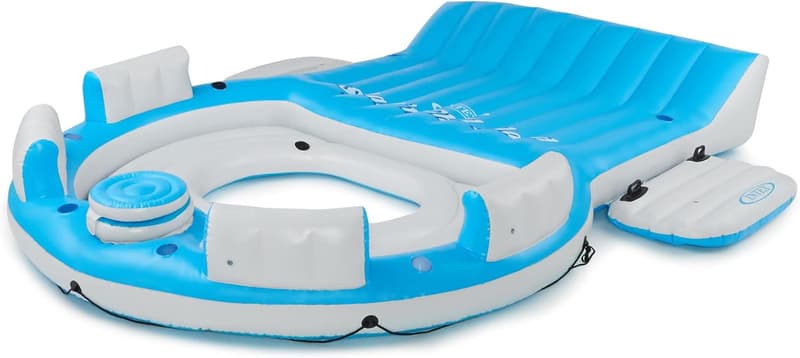 7-Person Inflatable Lake & Pool Lounger Seat, Blue/White