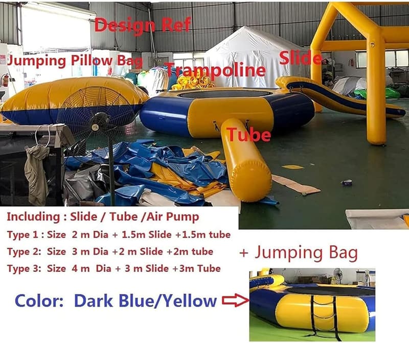 Inflatable Water Trampoline with Slide & Diving Pillow