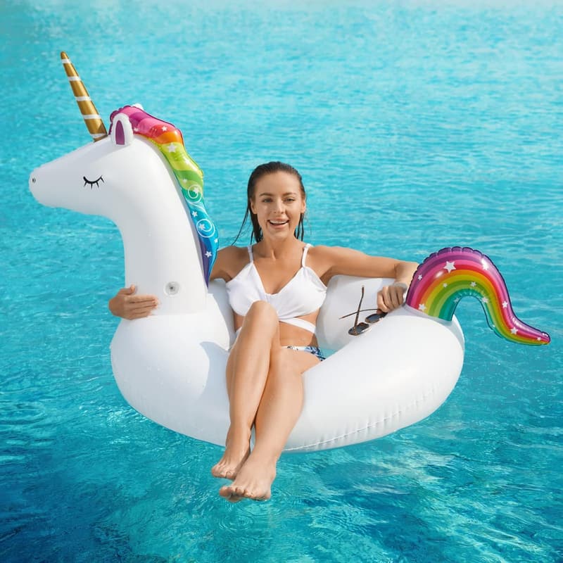 Inflatable Unicorn & Flamingo Pool Floats - 2 Pack for Summer Fun