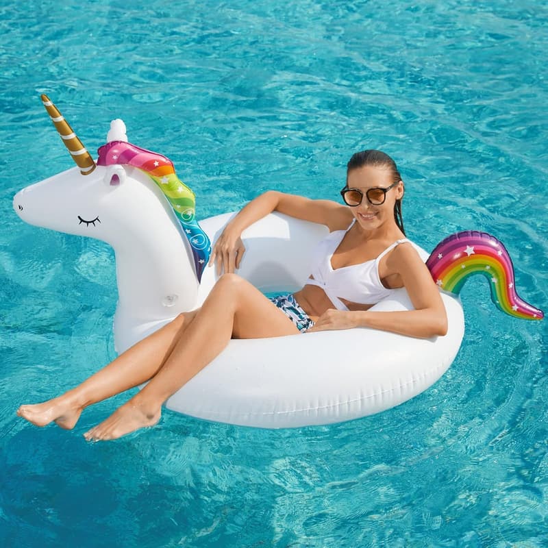 Inflatable Unicorn & Flamingo Pool Floats - 2 Pack for Summer Fun