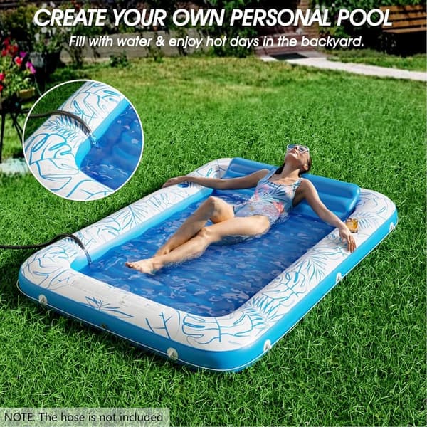 Inflatable Tanning Pool Lounger - 4-in-1 Float for Adults & Kids