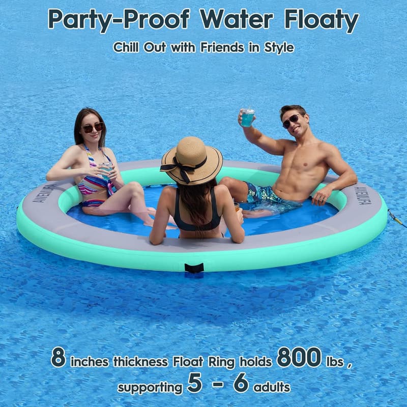 Heavy Duty 8ft Round Water Hammock Float for Summer Fun