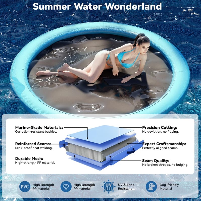 Inflatable Dock Platform & Tanning Pool Float for Adults