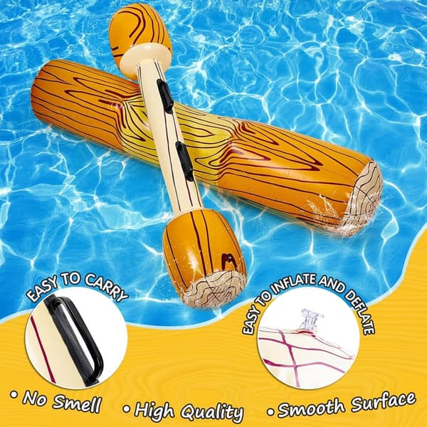 Inflatable Battle Log Rafts - 12 Pcs Pool Games for Adults & Family