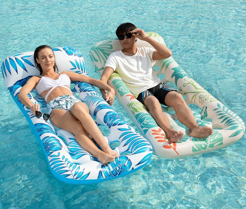 Inflatable Pool Float Lounge - 2 Pack Adult Rafts for Summer Fun