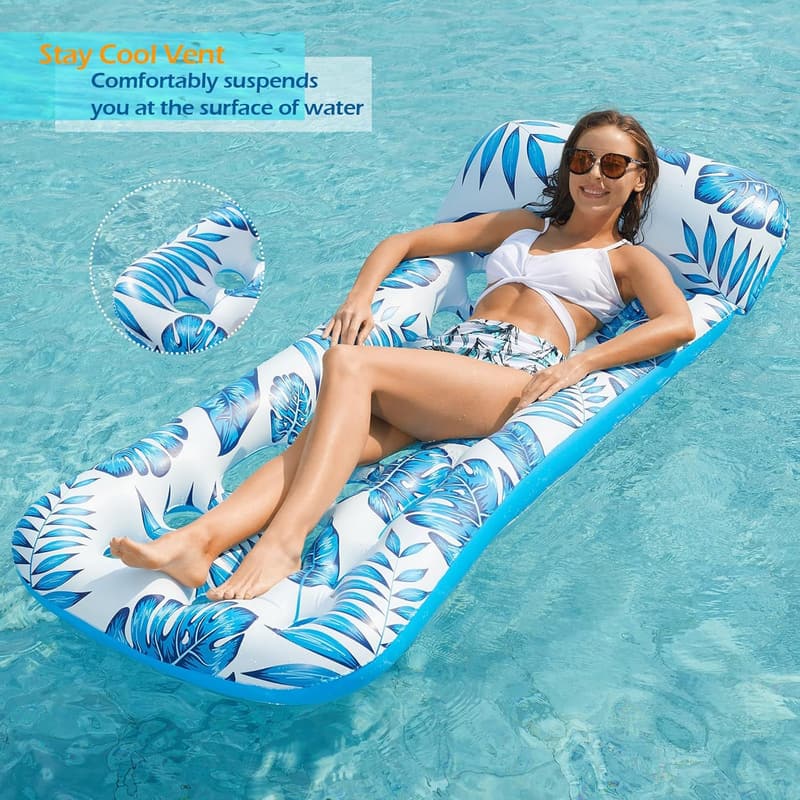Inflatable Pool Float Lounge - 2 Pack Adult Rafts for Summer Fun