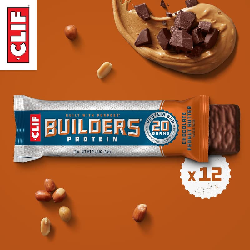 CLIF BUILDERS Chocolate Peanut Butter Protein Bars - 12 Pack