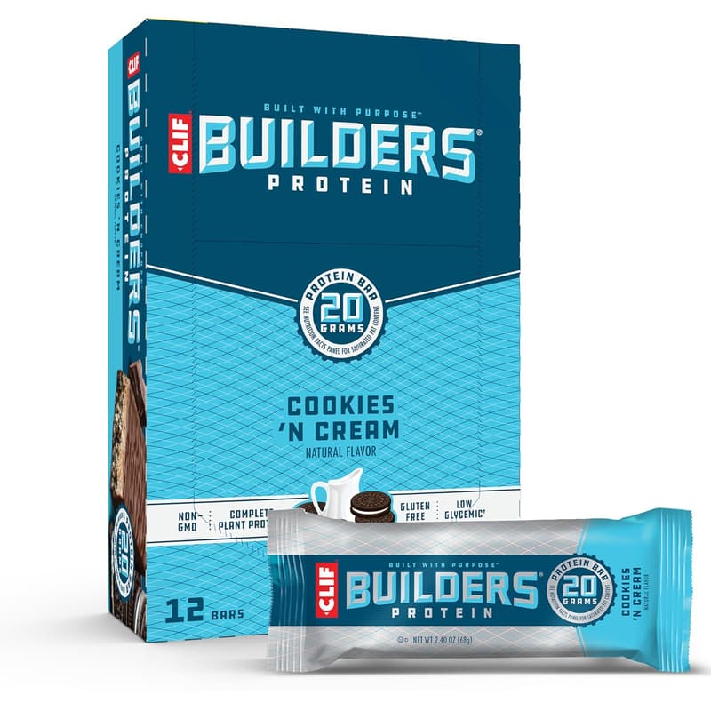 CLIF BUILDERS Cookies 'n Cream Protein Bars - 20g Plant-Based