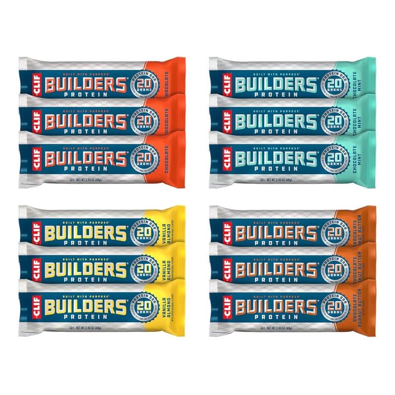 CLIF BUILDERS Protein Bars Variety Pack - 20g Plant-Based Protein