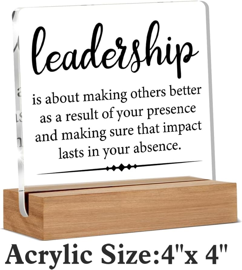 Leadership Quote Desk Sign with Wooden Stand