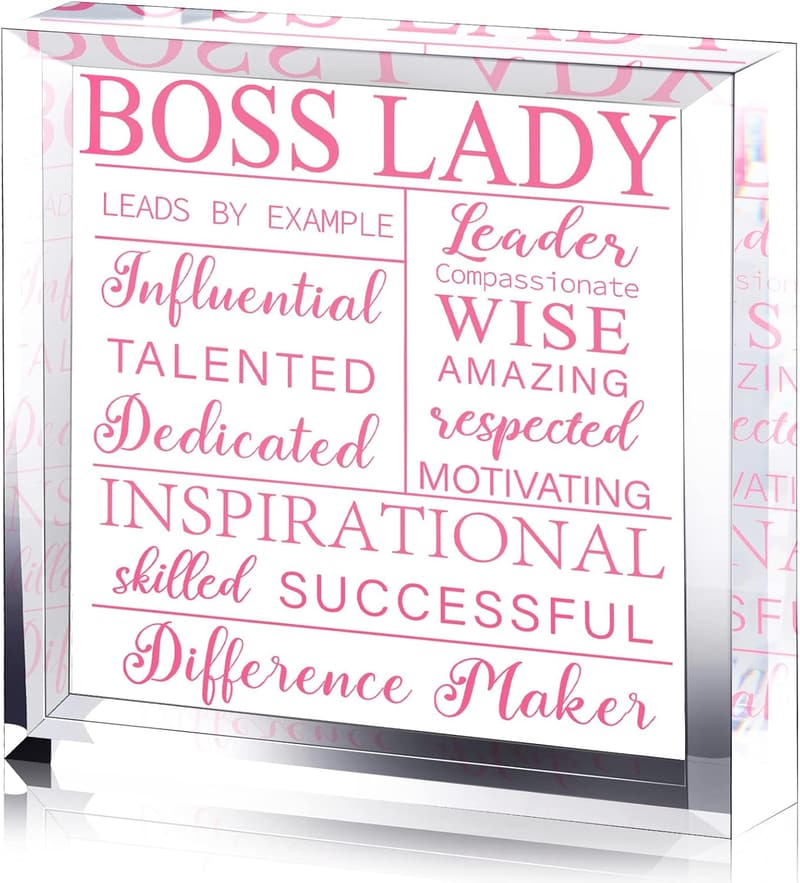 Boss Lady Inspirational Acrylic Desk Decor Gift for Women