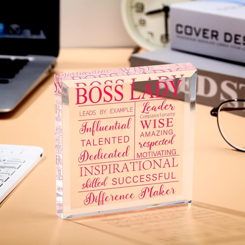 Boss Lady Inspirational Acrylic Desk Decor Gift for Women
