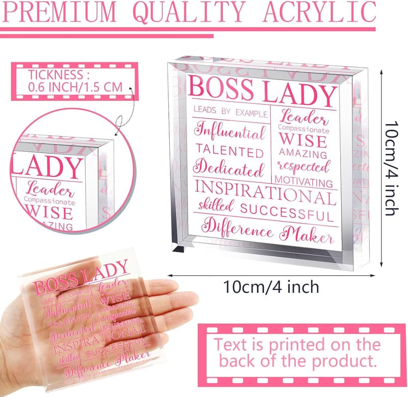 Boss Lady Inspirational Acrylic Desk Decor Gift for Women