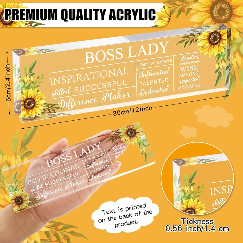 Boss Lady Inspirational Acrylic Office Decor for Women