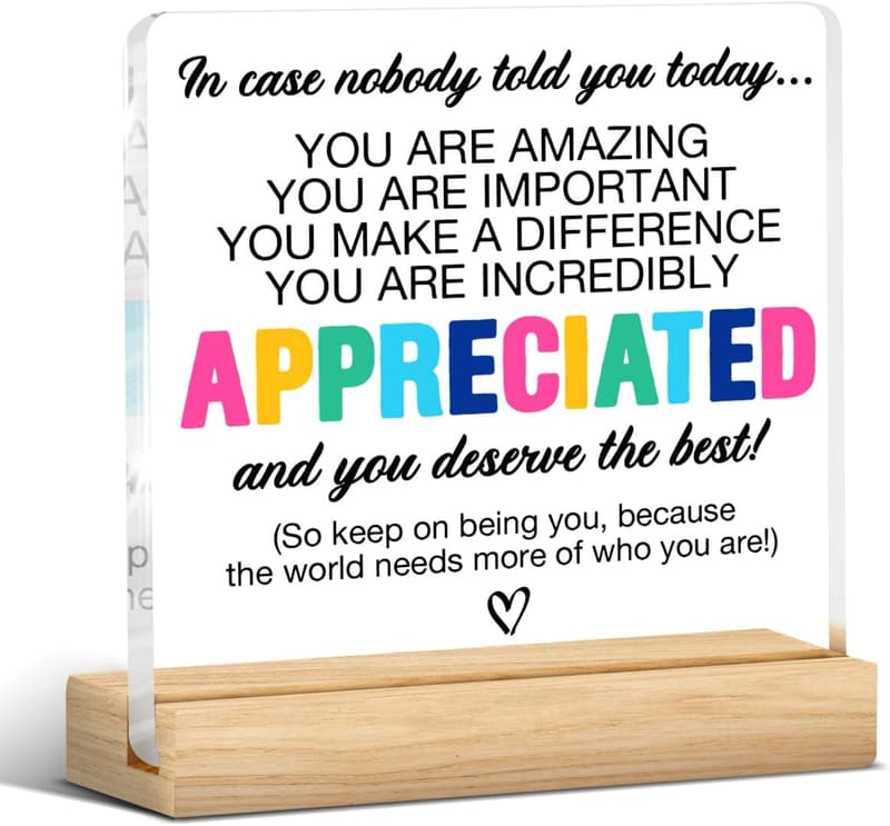 Appreciation Acrylic Desk Sign for Colleagues and Bosses