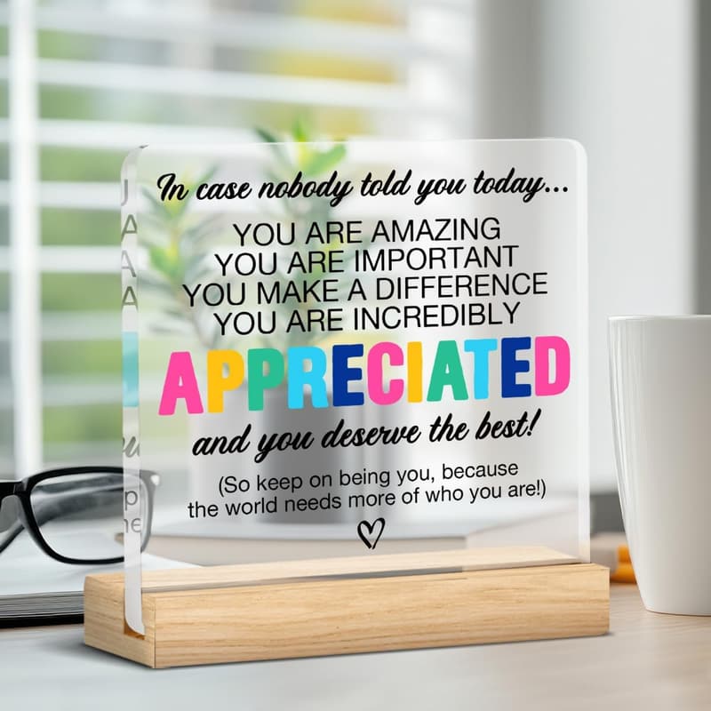 Appreciation Acrylic Desk Sign for Colleagues and Bosses