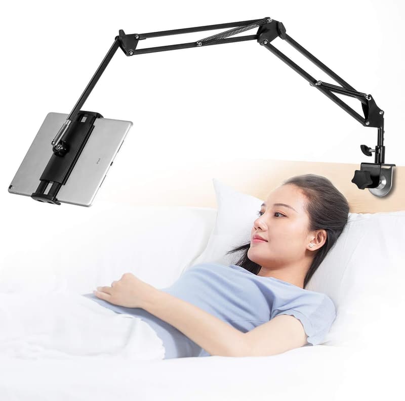 Universal Adjustable Tablet Stand - Foldable Aluminum Holder, Black