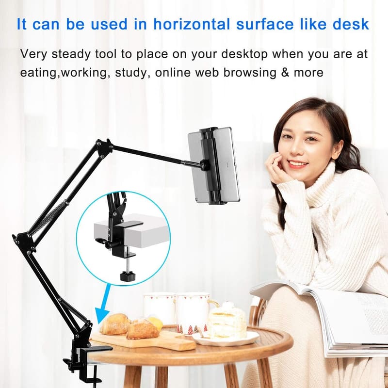 Universal Adjustable Tablet Stand - Foldable Aluminum Holder, Black