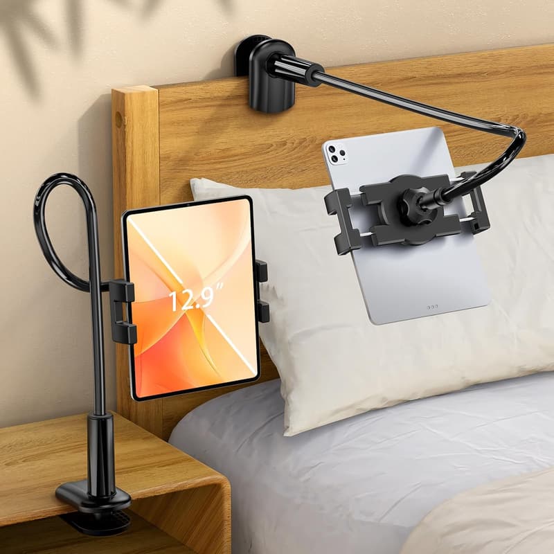 Flexible Gooseneck Tablet Stand for Hands-Free Reading in Bed